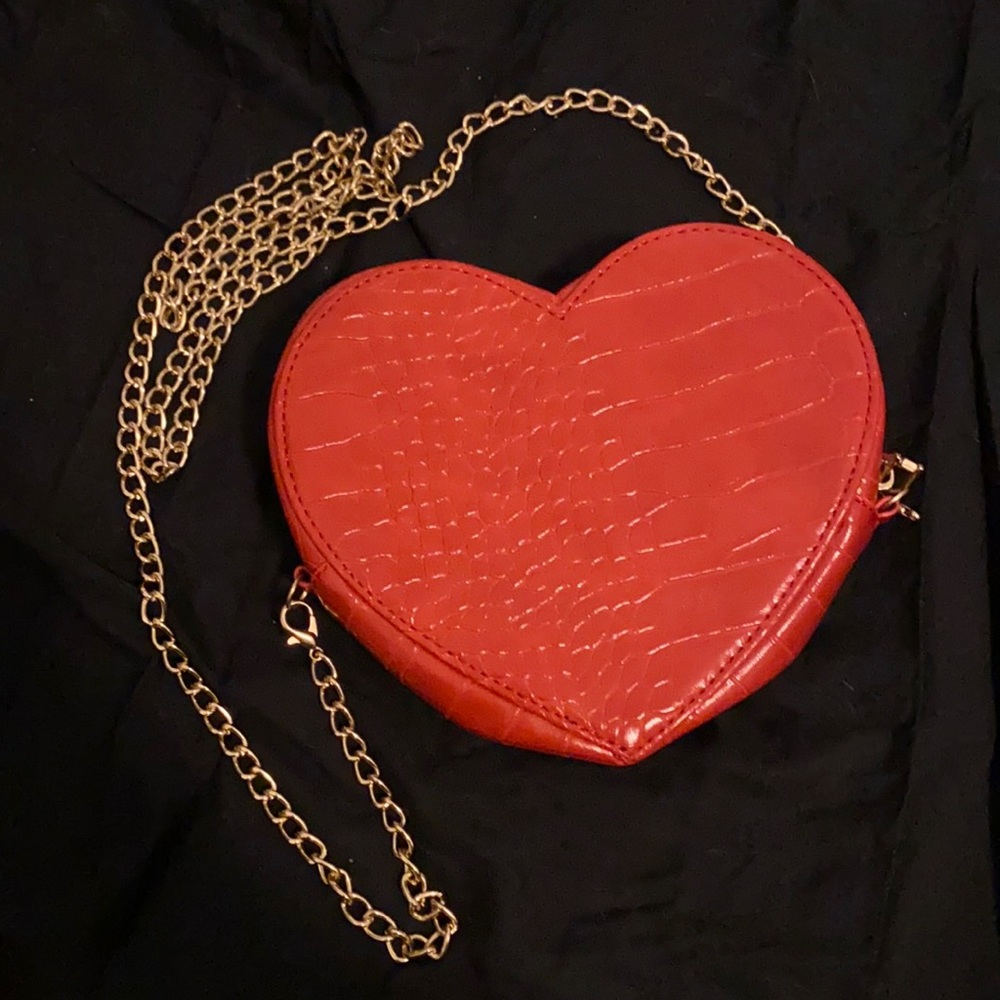 Shein Red Faux Leather Heart-Shaped Crossbody Bag
